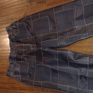 Leather Patchwork Pants